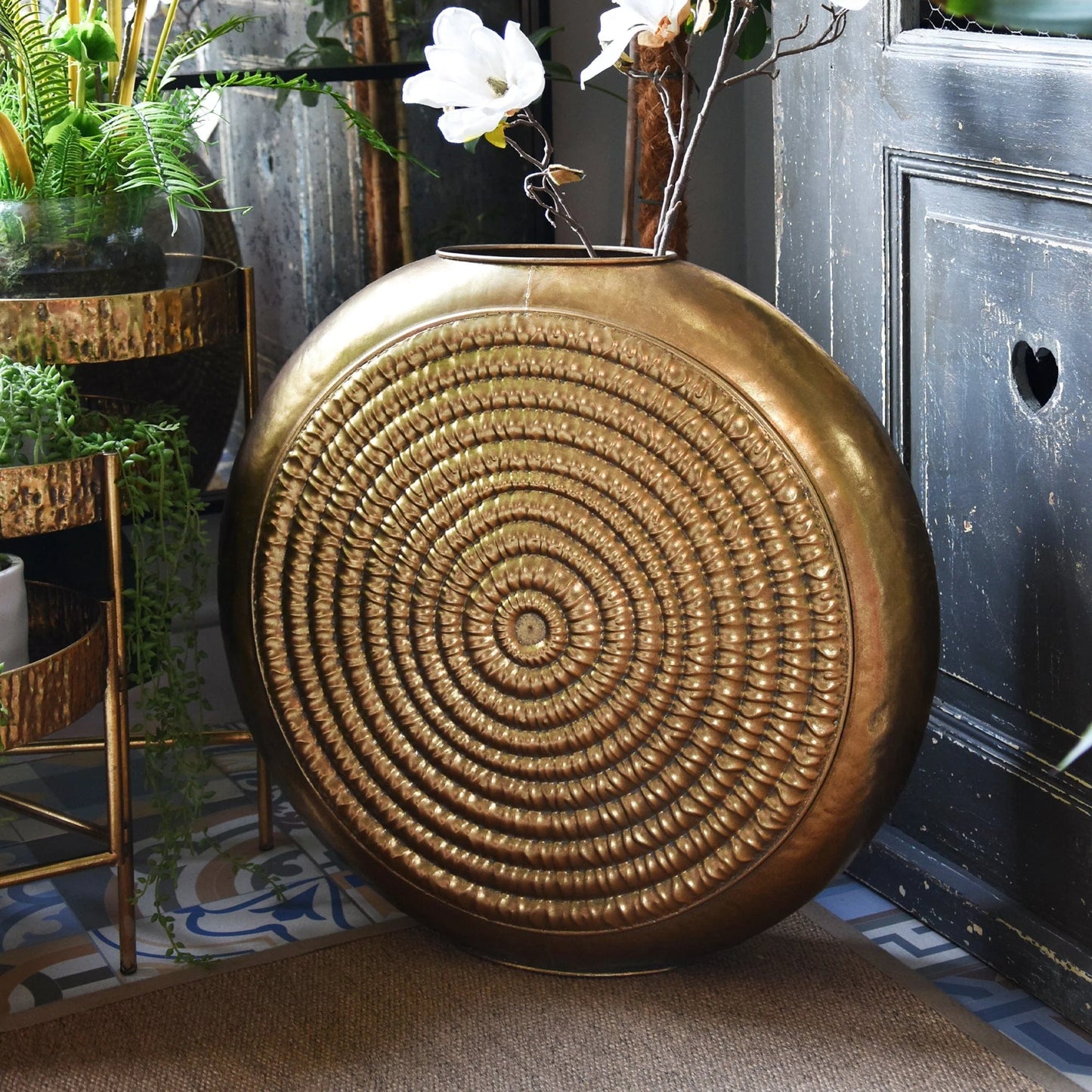 Antique Gold Oval Vase