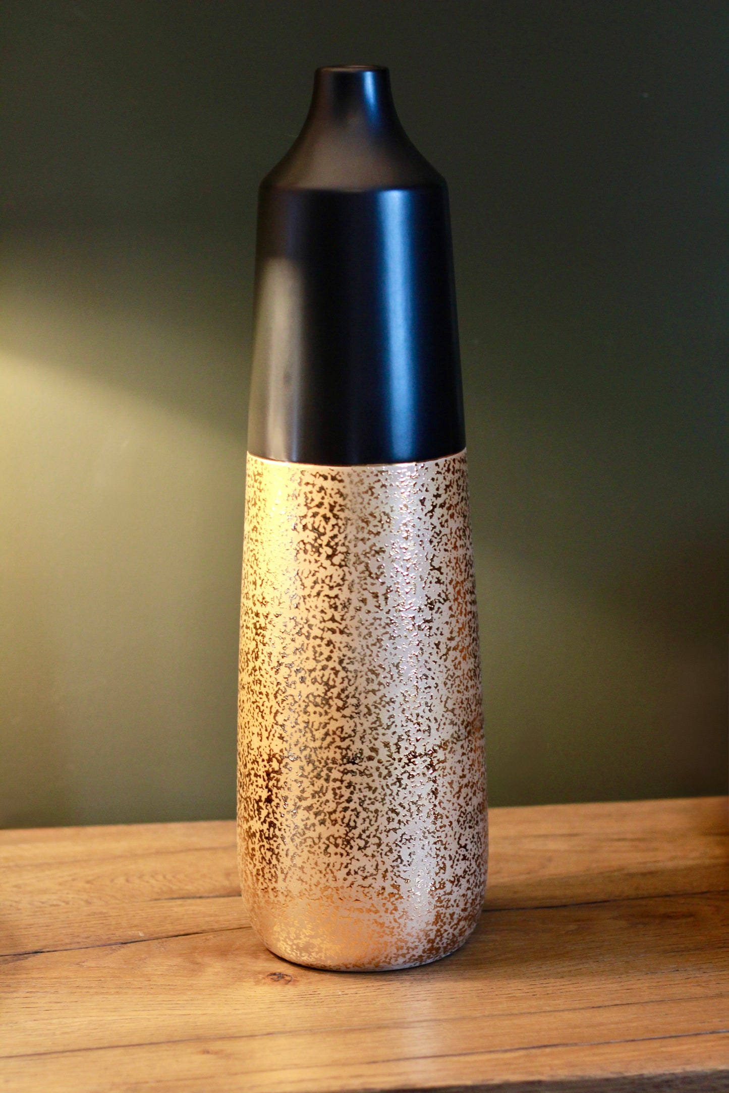 Black & Gold Ceramic Vase styled view – Leya Buster Interiors