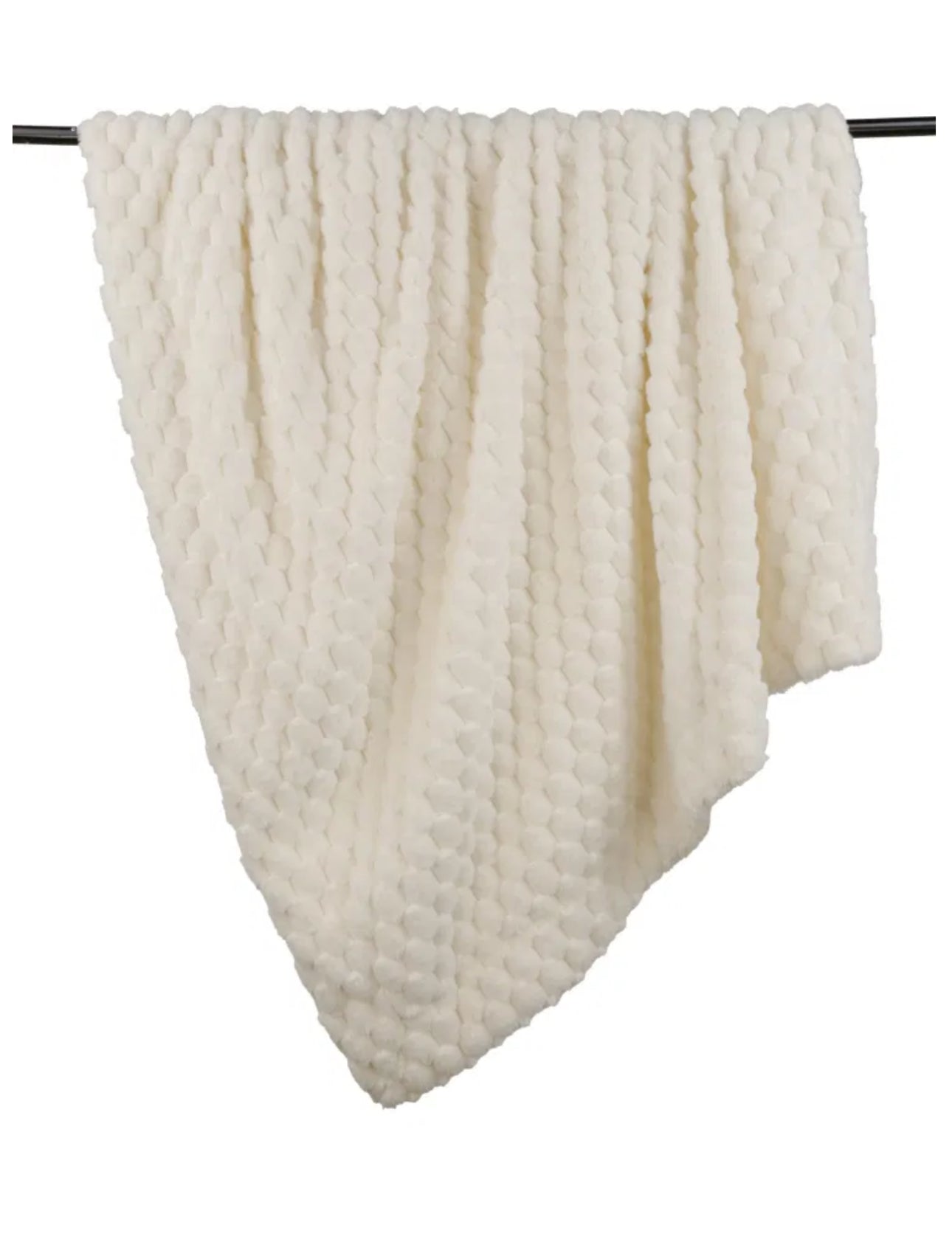 Ivory Cream Fur Bubble Texture Throw