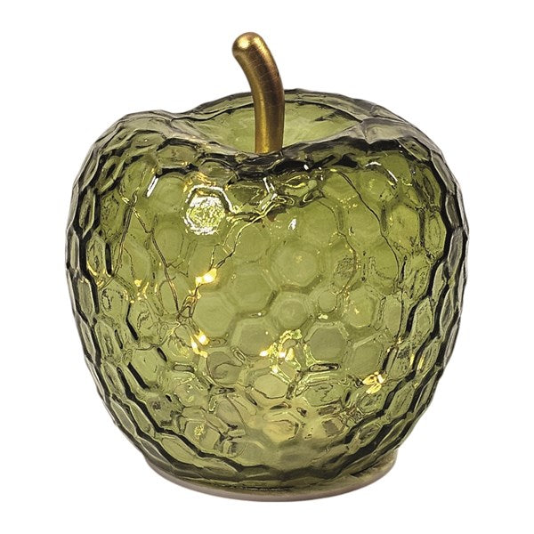 LED Green Decorative Glass Apple - Large