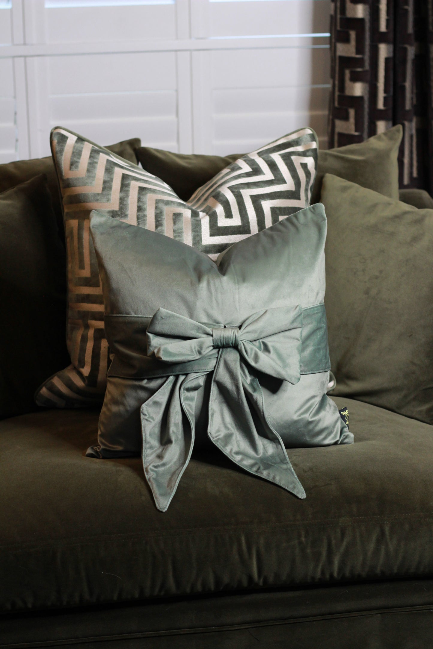 Sage Amaze Velvet Cut Cushion - Large
