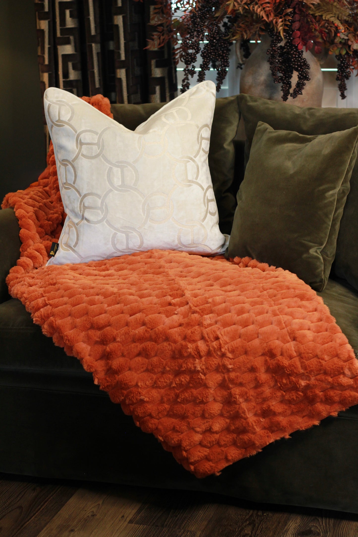 Burnt Orange Faux Fur Throw
