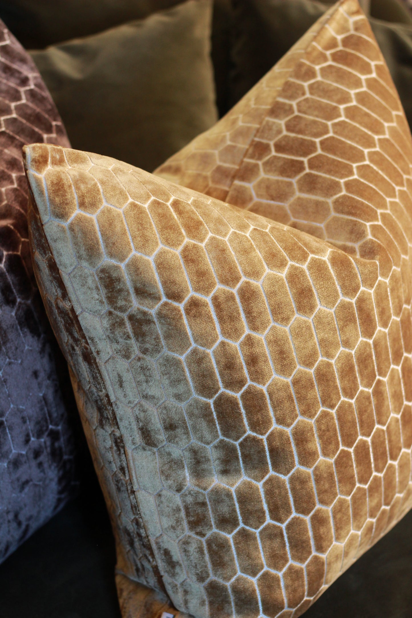 Sinclair Honeycomb Cushion – Whiskey Velvet