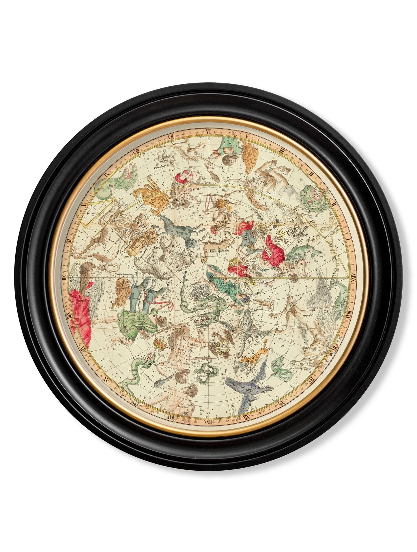 c.1820 Map of Constellations – Round Frame styled view – Leya Buster Interiors