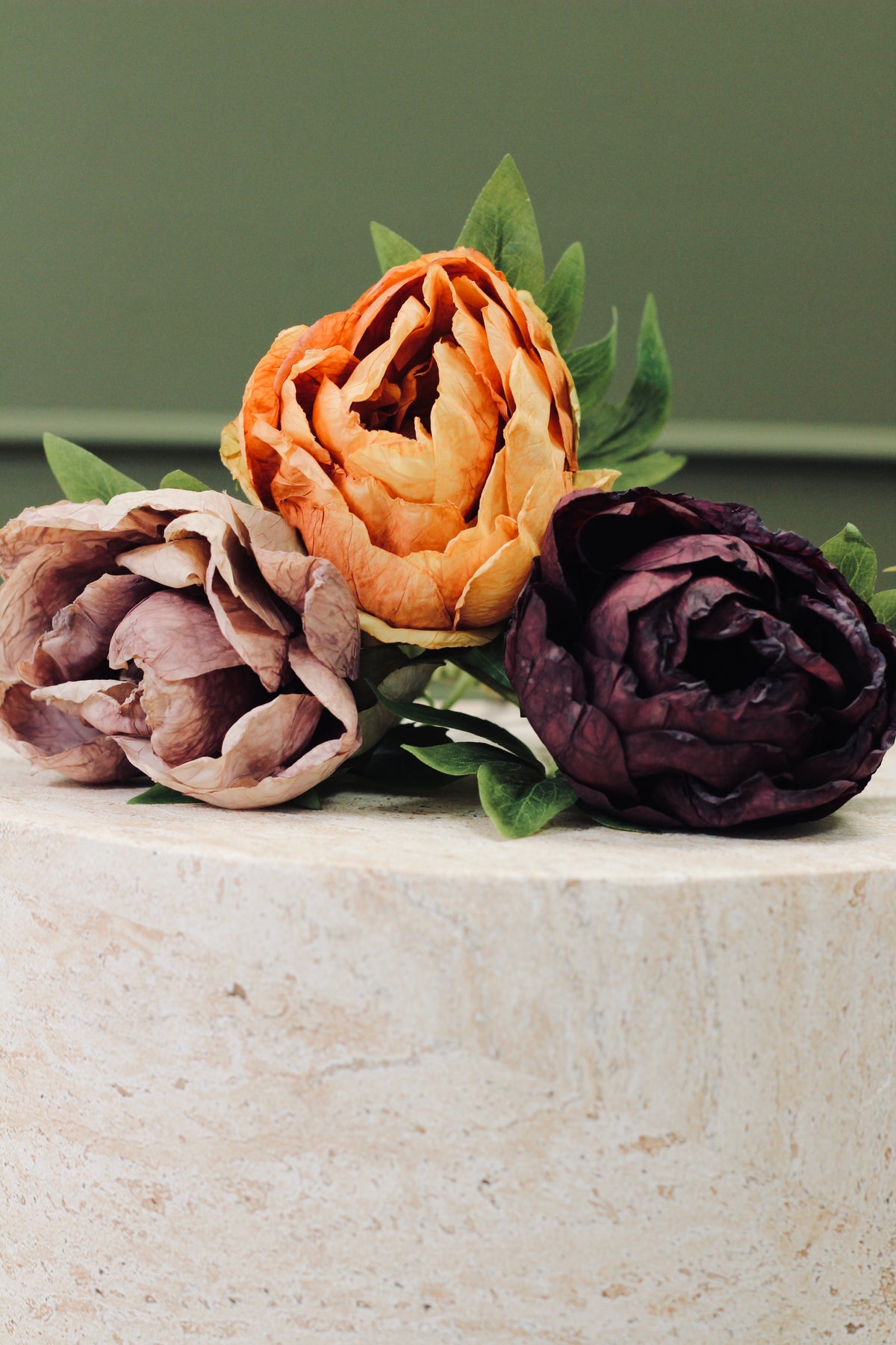 Vintage Peony Bud Stem – Burnt Orange close view for seasonal vase styling
