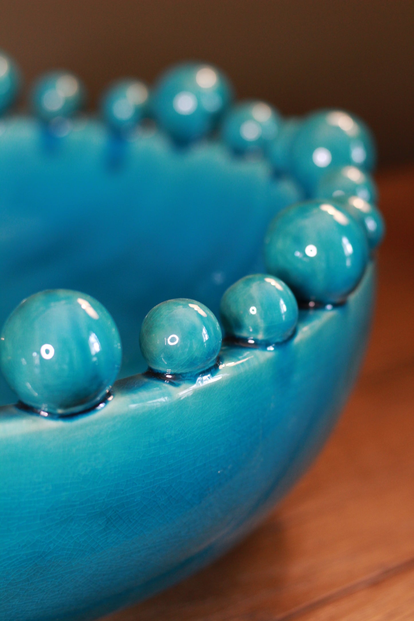 Aqua Decorative Bobble Edged Bowl