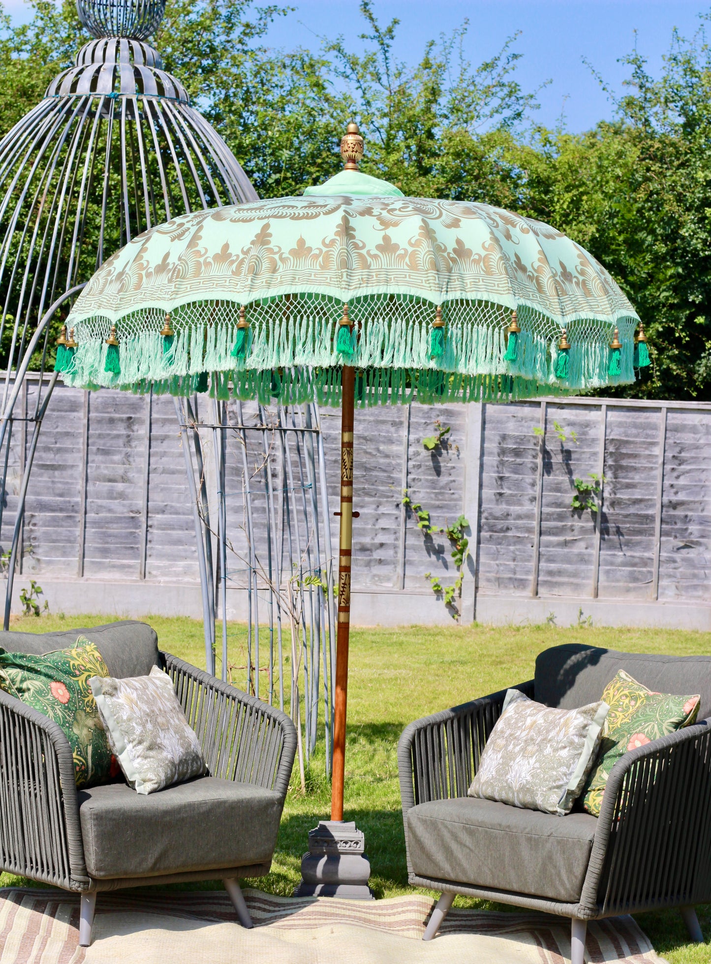 Riviera Mint Handmade Balinese-Style Garden Parasol