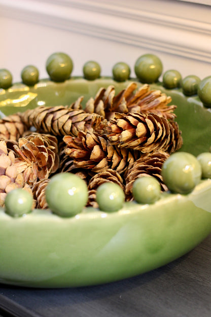 Green Bowl With Bobbled Edge detail – Leya Buster Interiors