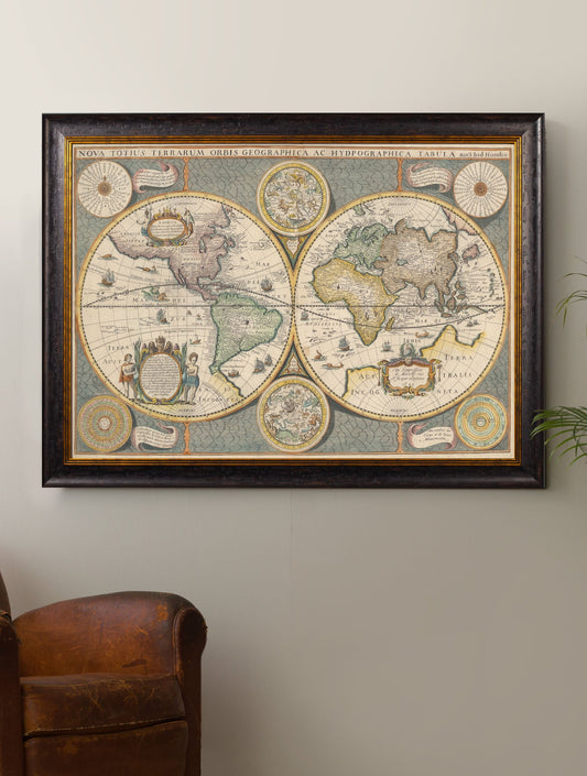 c.1642 Map of the World – framed wall art at Leya Buster Interiors