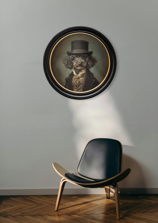 Sir Poodleton – Gentleman Poodle Oxford Round Frame – fine home fragrance at Leya Buster Interiors