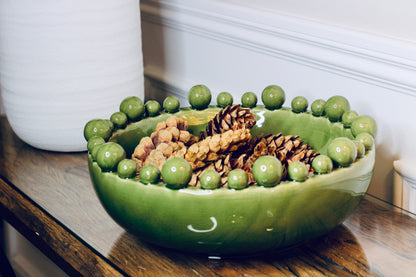Green Bowl With Bobbled Edge – decorative bowl at Leya Buster Interiors