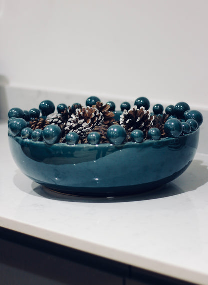 Teal Bowl With Bobbled Edge – decorative bowl at Leya Buster Interiors