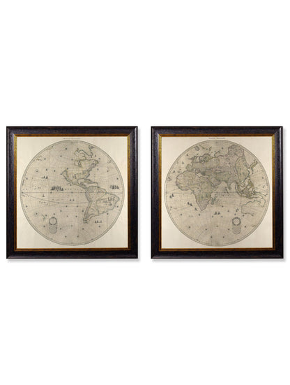 c.1660 Map of the World in Two Hemispheres detail – Leya Buster Interiors