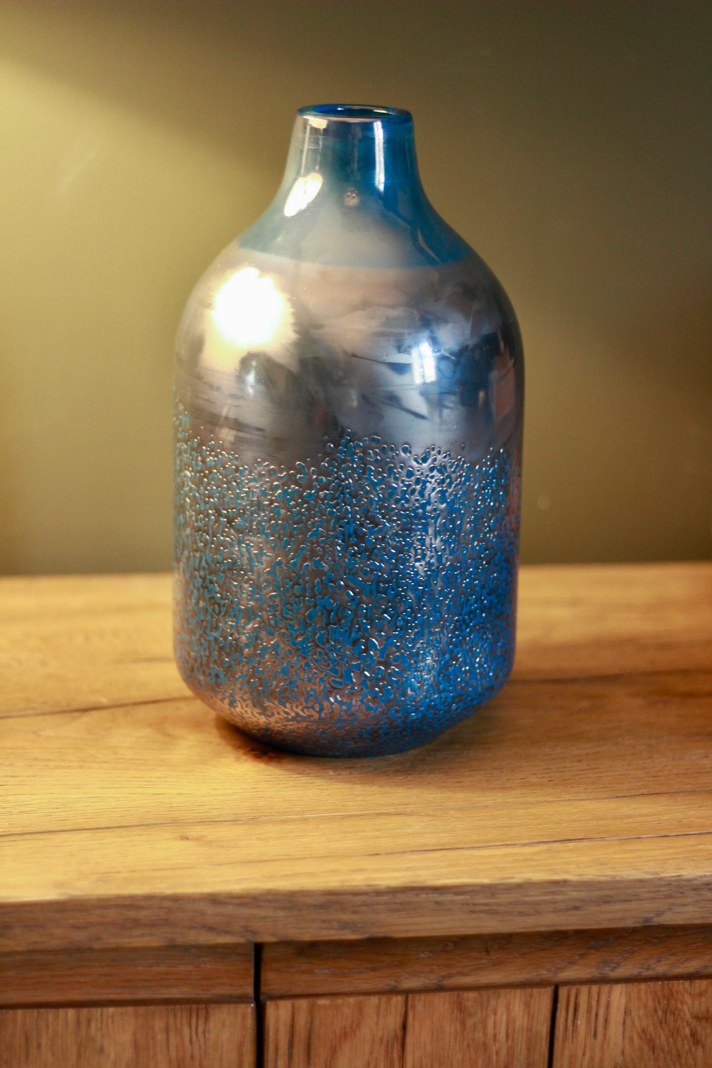 Dark Blue Handmade Vase styled view – Leya Buster Interiors