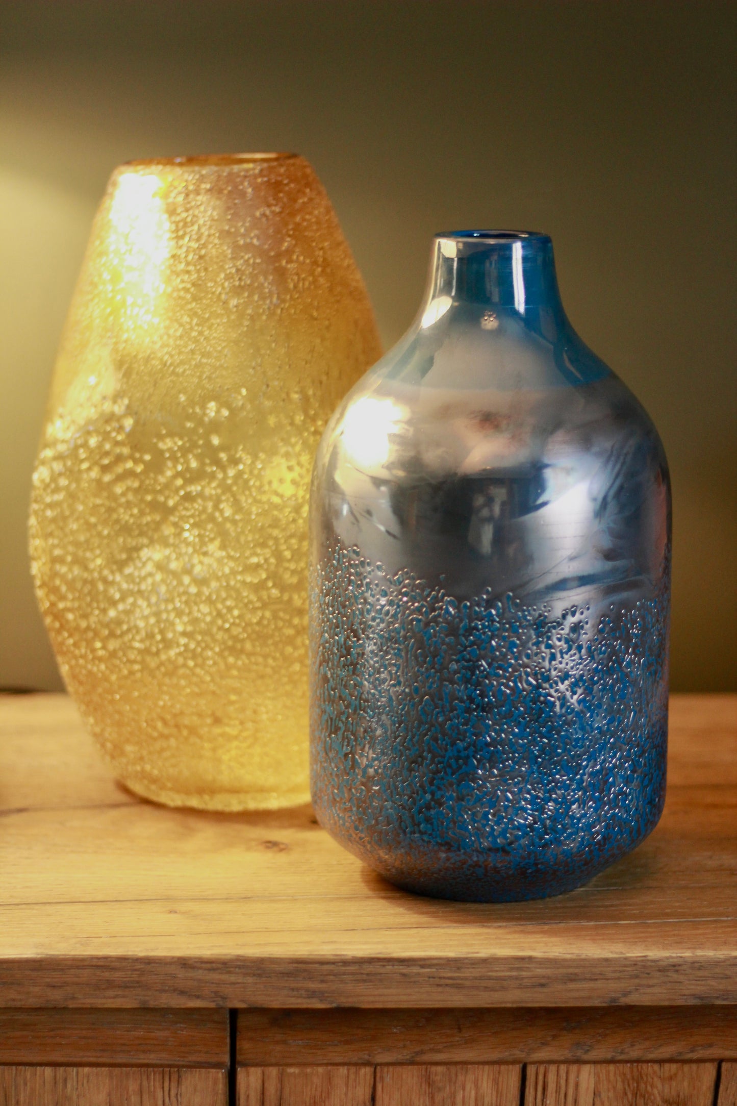 Dark Blue Handmade Vase styled view – Leya Buster Interiors