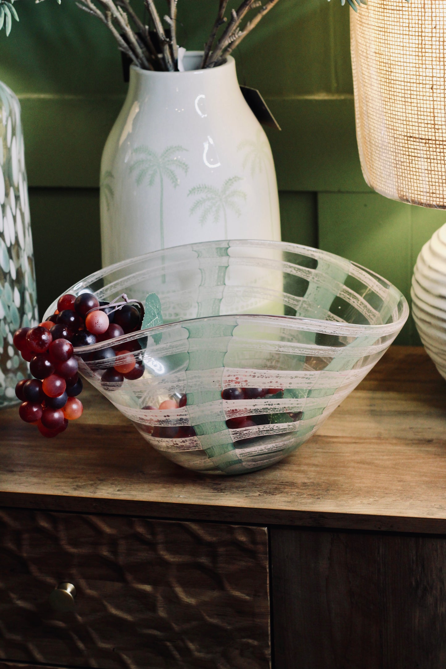 Pink & Pistachio Glass Bowl