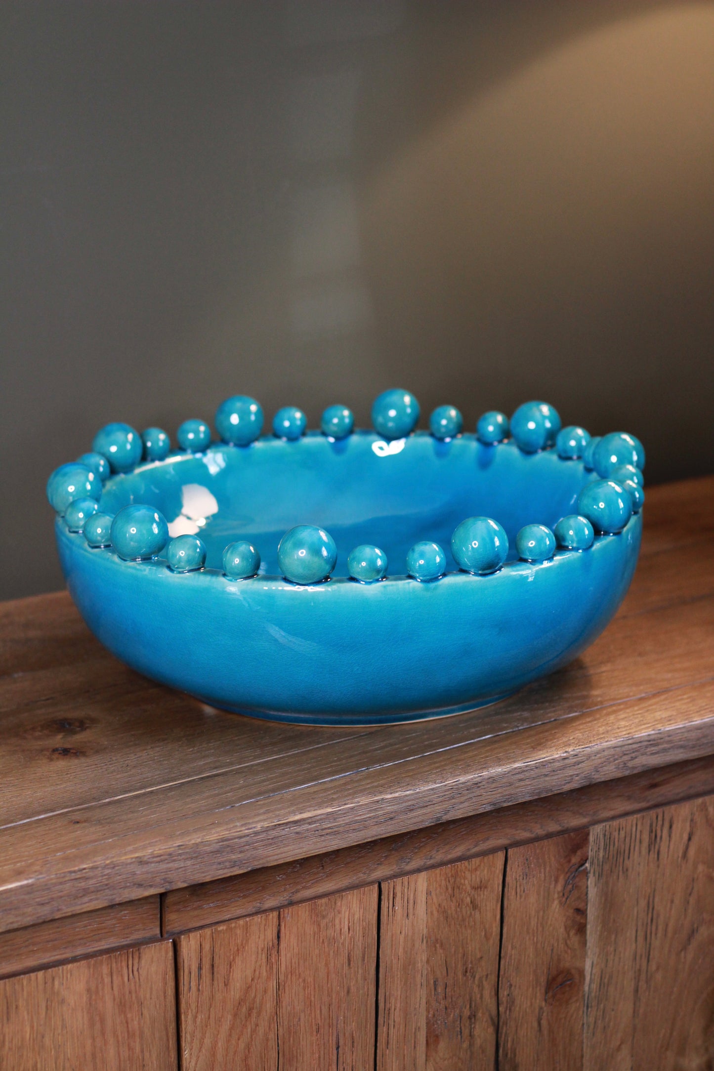Aqua Decorative Bobble Edged Bowl