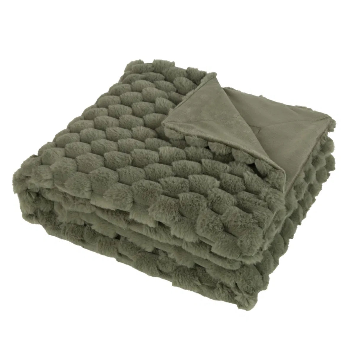 Sage Green Fur Bubble Texture Throw