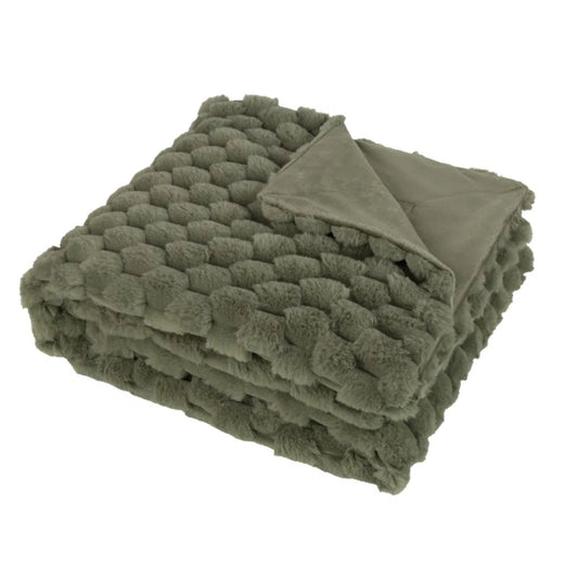 Sage Green Fur Bubble Texture Throw
