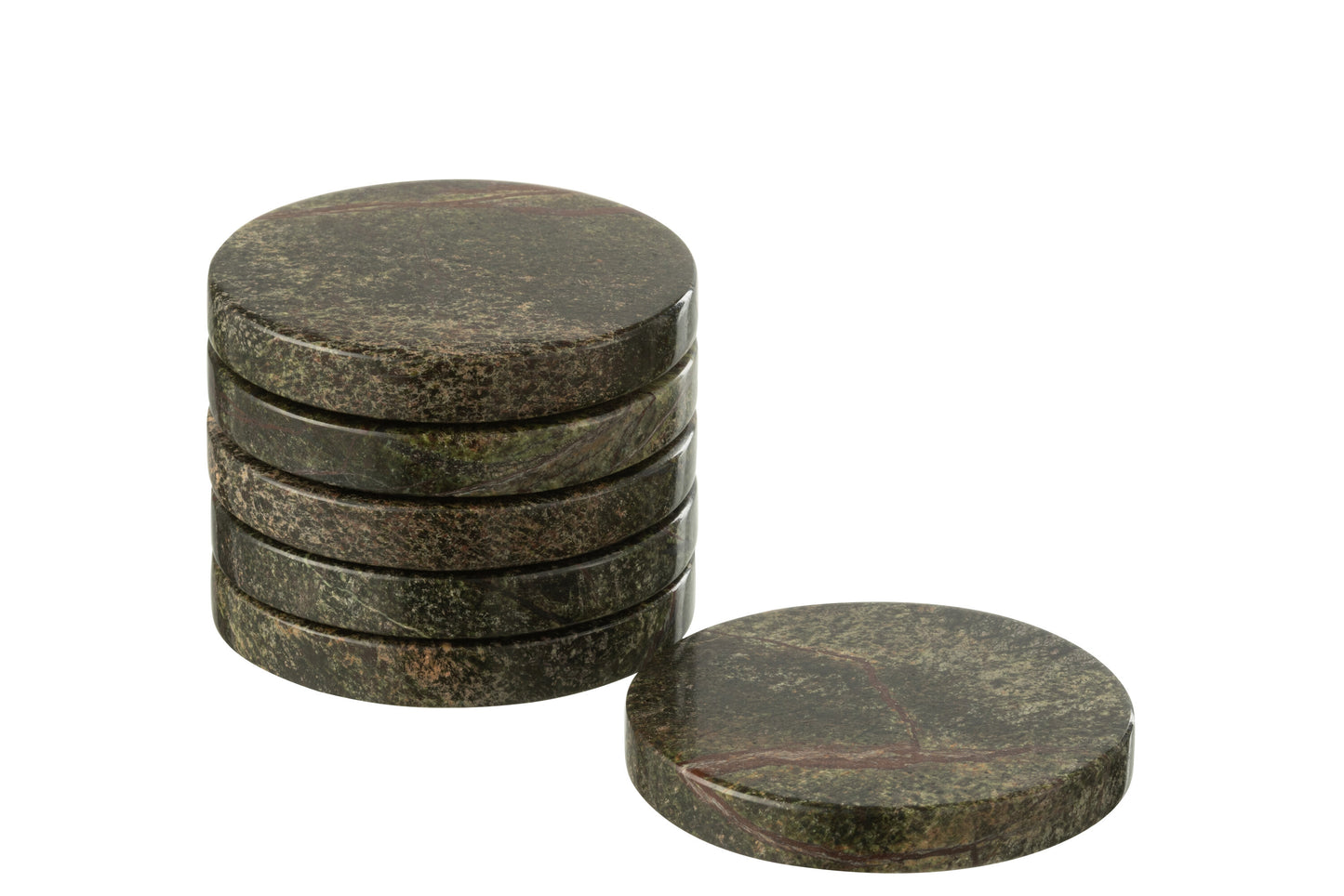 Green Marble Coasters Set of 6 styled view – Leya Buster Interiors