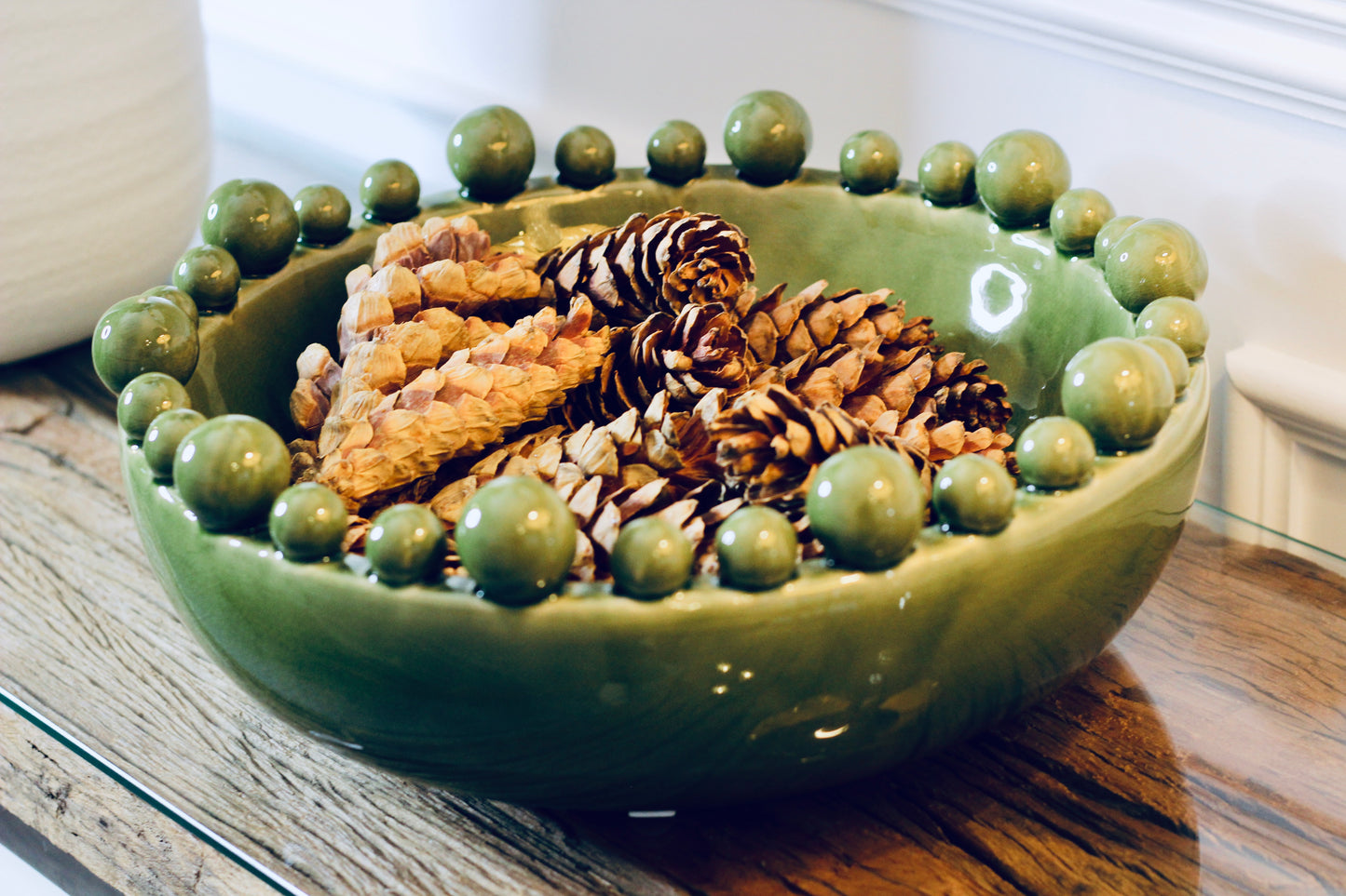 Green Bowl With Bobbled Edge