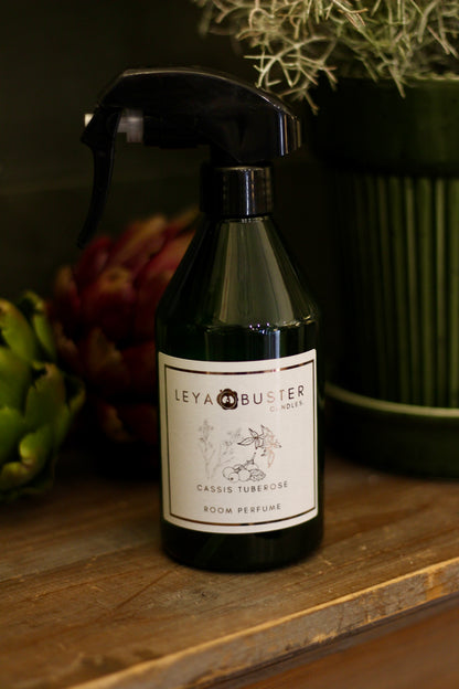 Cassis Tuberose Room Fragrance styled view – Leya Buster Interiors