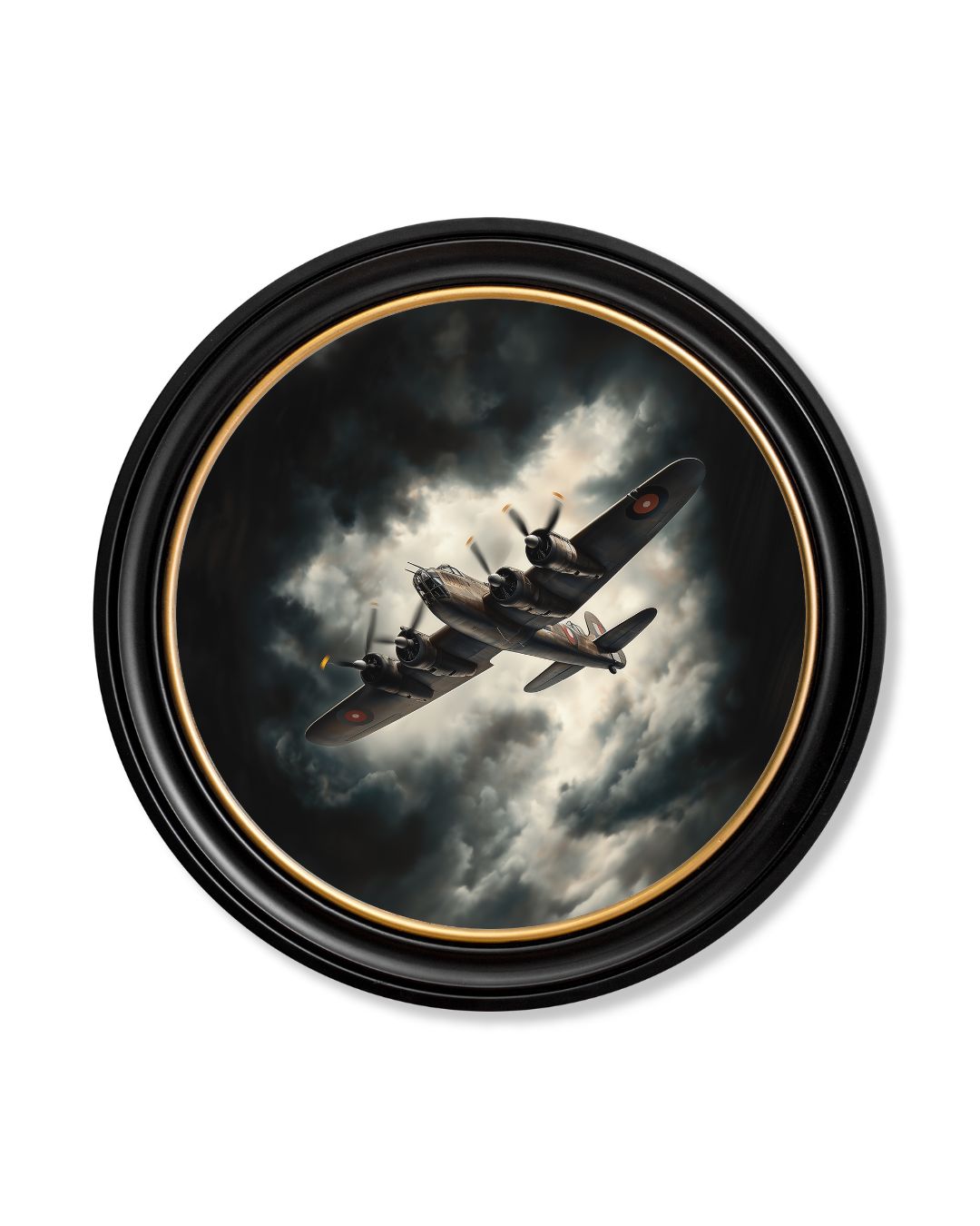 Fighter Jets Oxford Round Frame styled view – Leya Buster Interiors