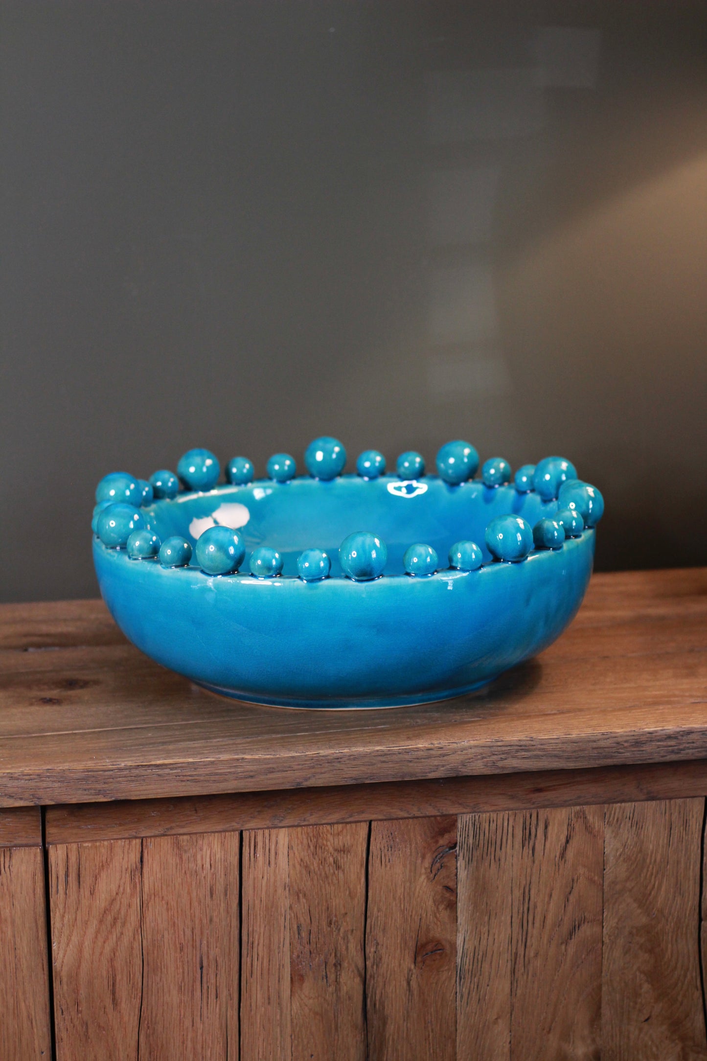 Aqua Decorative Bobble Edged Bowl