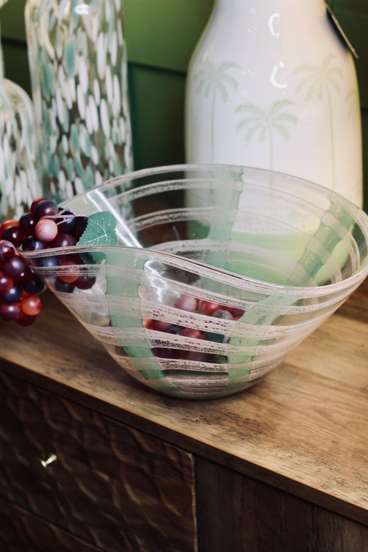 Pink & Pistachio Glass Bowl