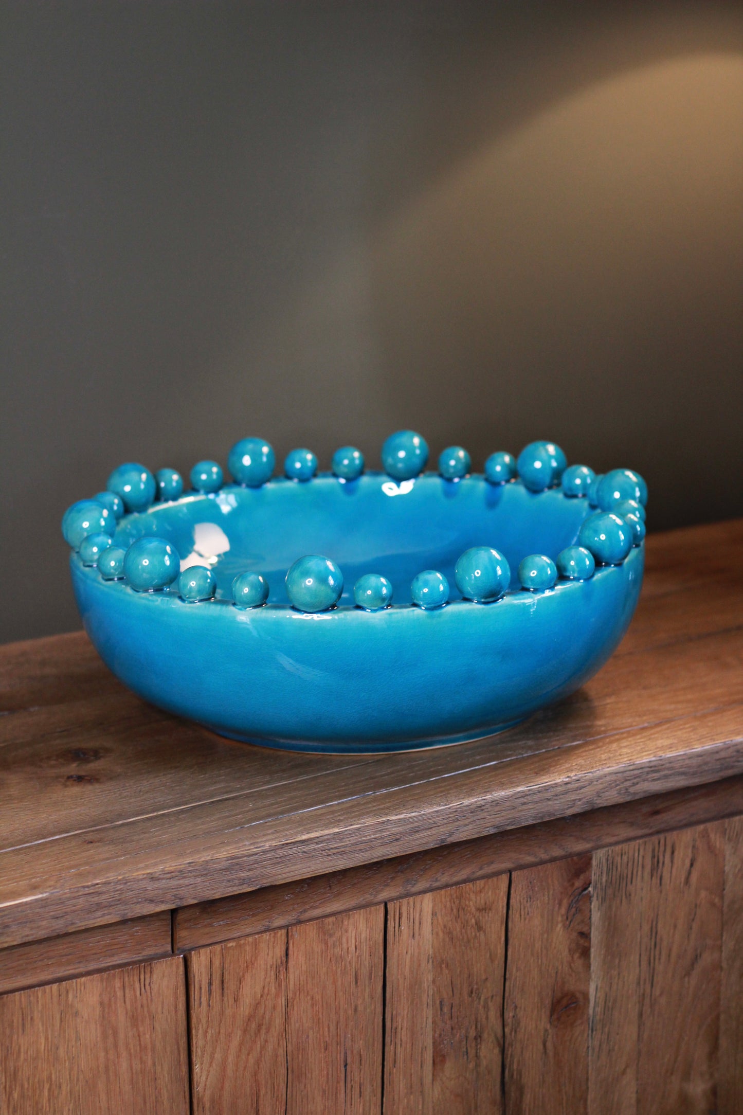 Aqua Decorative Bobble Edged Bowl