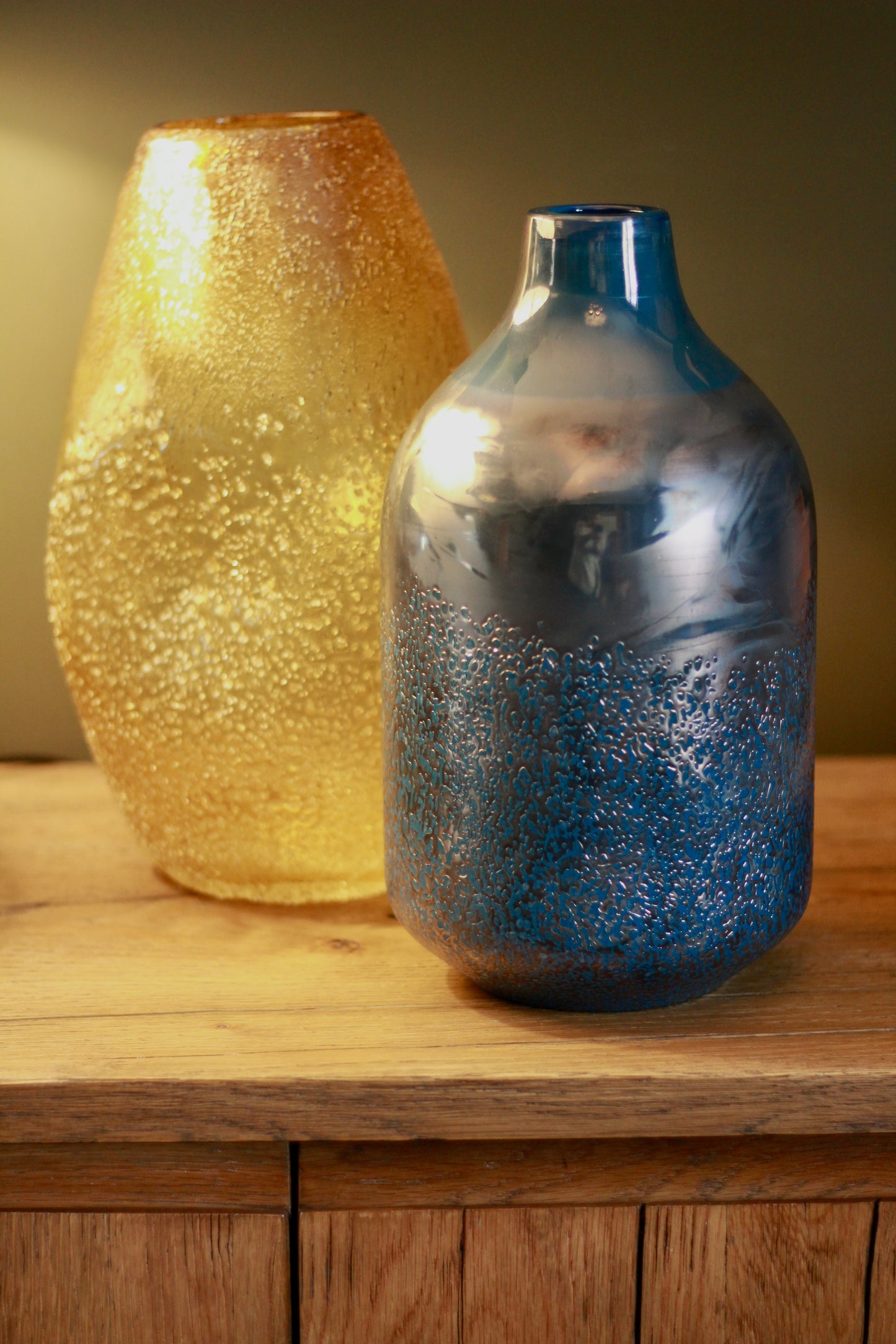 Ochre Handmade Glass Vase styled view – Leya Buster Interiors