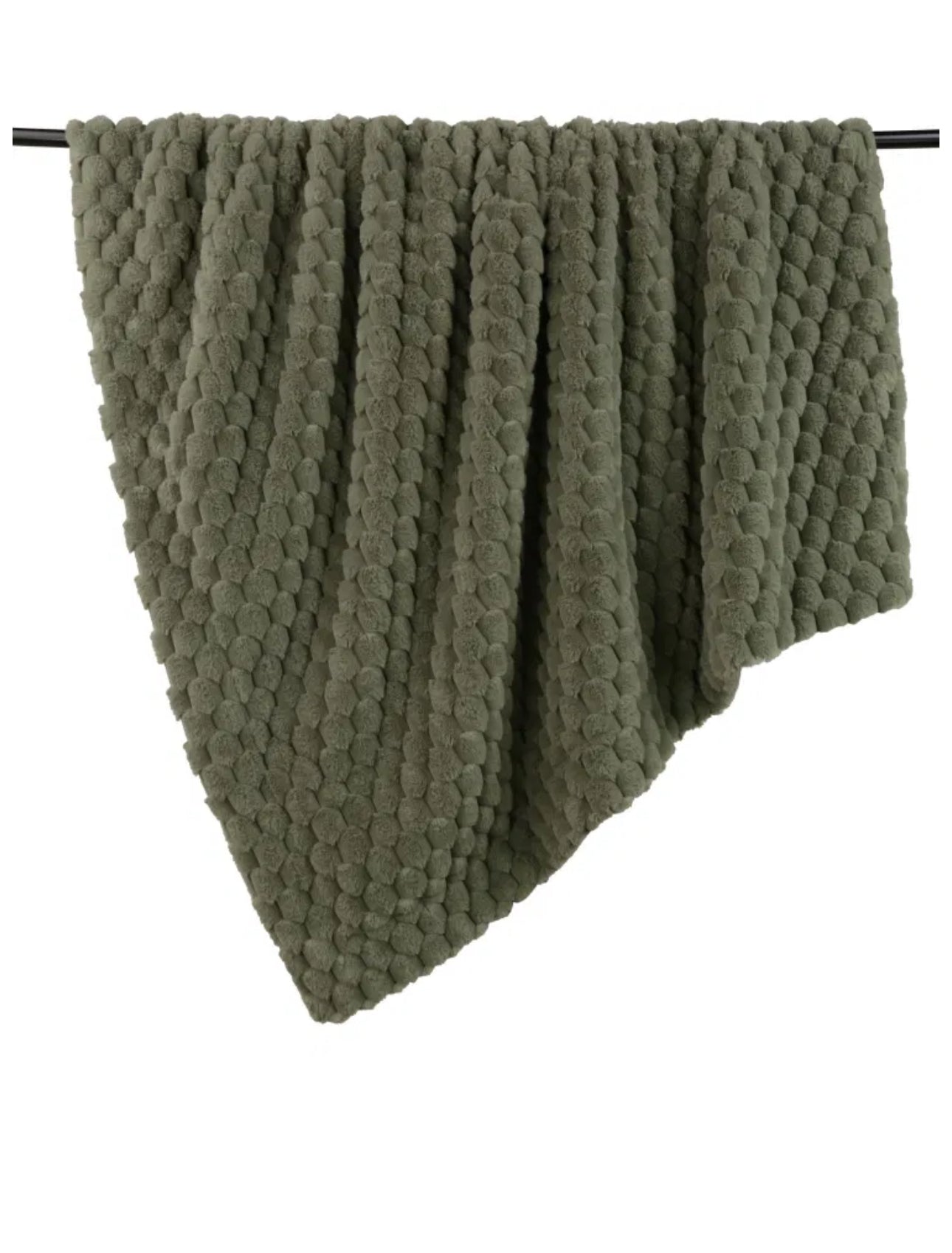 Sage Green Fur Bubble Texture Throw