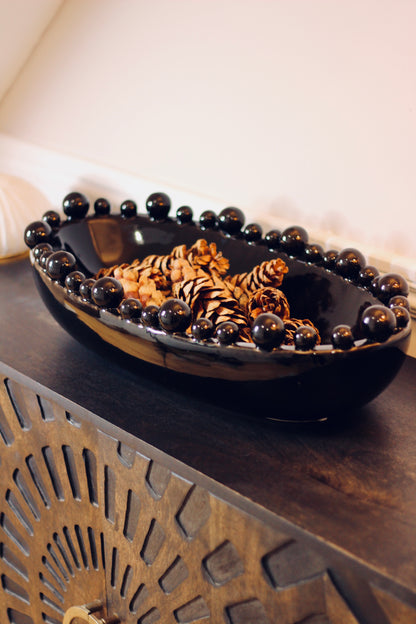 Black Oval Bowl With Bobbled Edge detail – Leya Buster Interiors