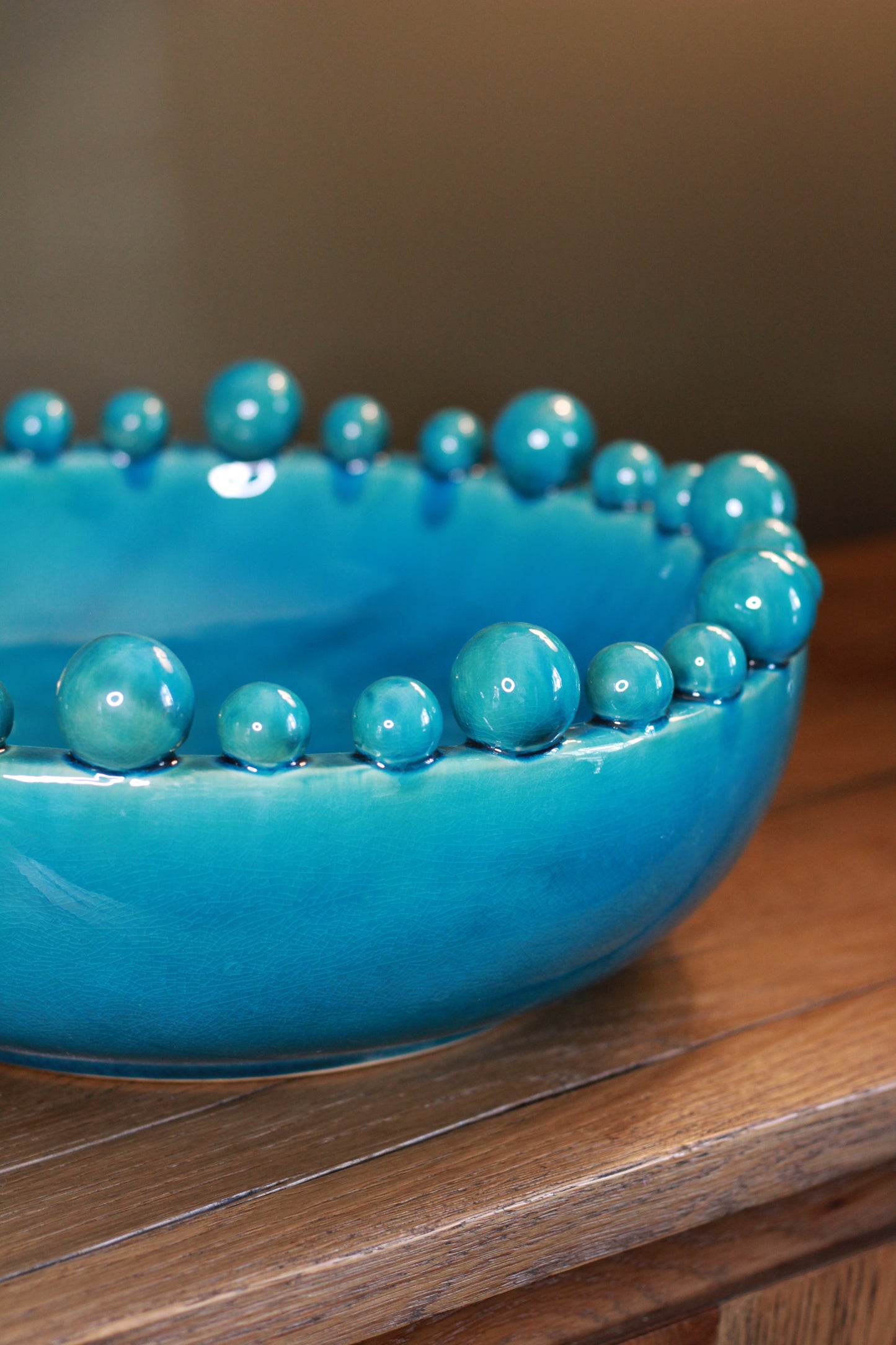 Aqua Decorative Bobble Edged Bowl