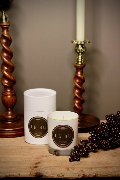 Damson Plum, Rose & Patchouli – Candle styled view – Leya Buster Interiors