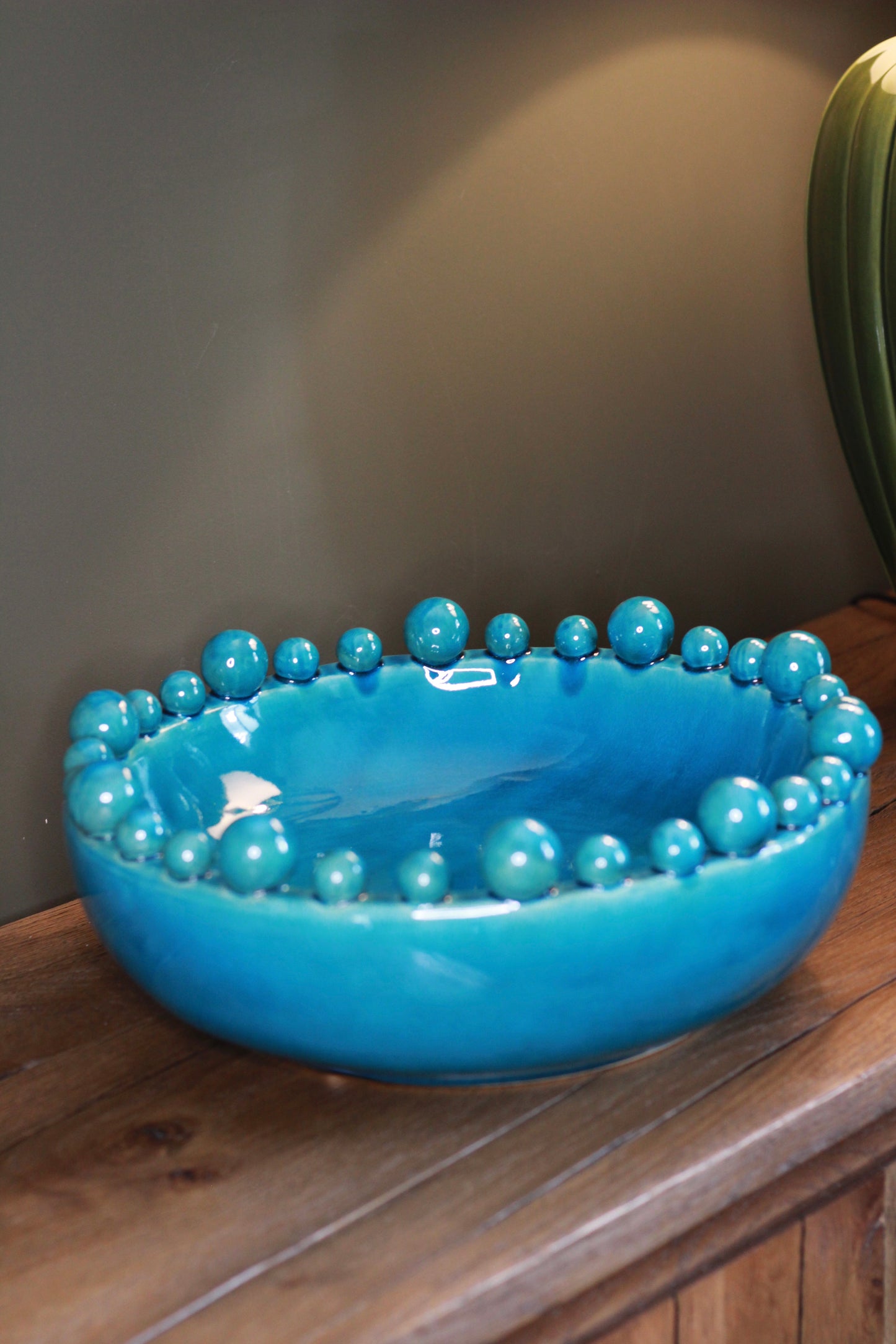 Aqua Decorative Bobble Edged Bowl
