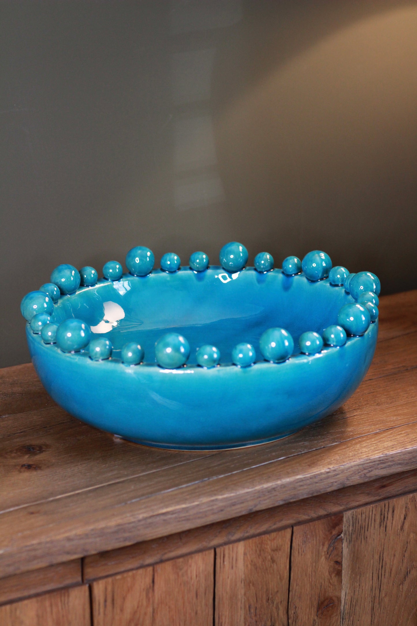 Aqua Decorative Bobble Edged Bowl