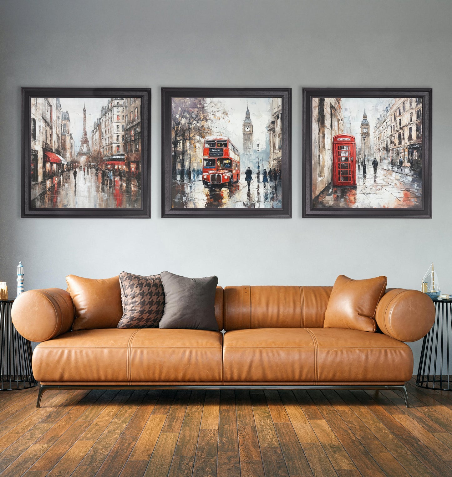 London Bus – Black Hurstwood Square Frame styled view – Leya Buster Interiors