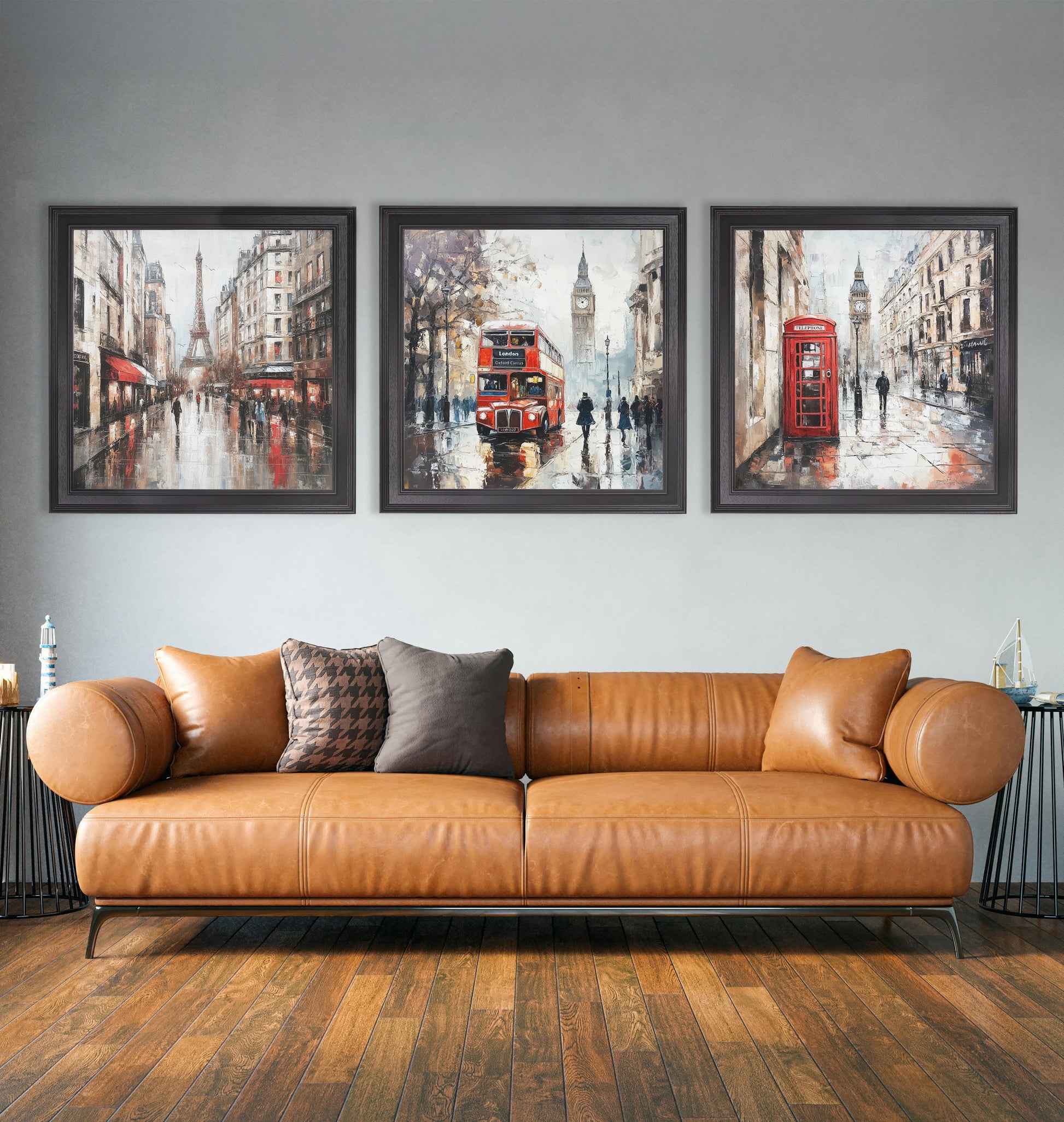 London Bus – Black Hurstwood Square Frame styled view – Leya Buster Interiors