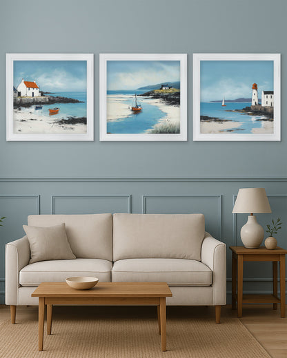 The Coastal Boat – White Hurstwood Square Frame styled view – Leya Buster Interiors