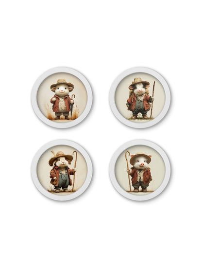 The Little Farmers – 30cm White Round Box Frame detail – Leya Buster Interiors