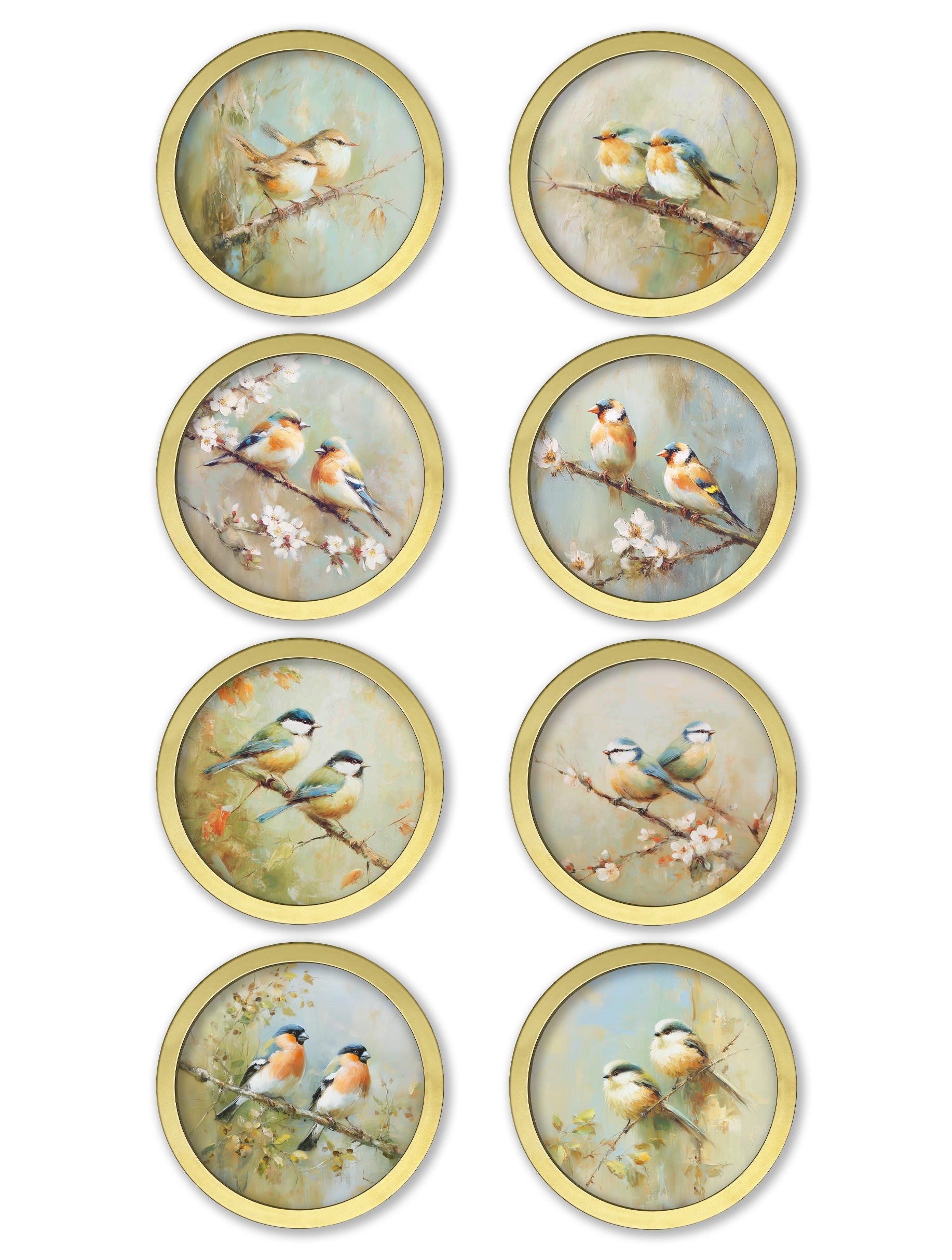 Garden Birds – 30cm Gold Round Box Frame detail – Leya Buster Interiors