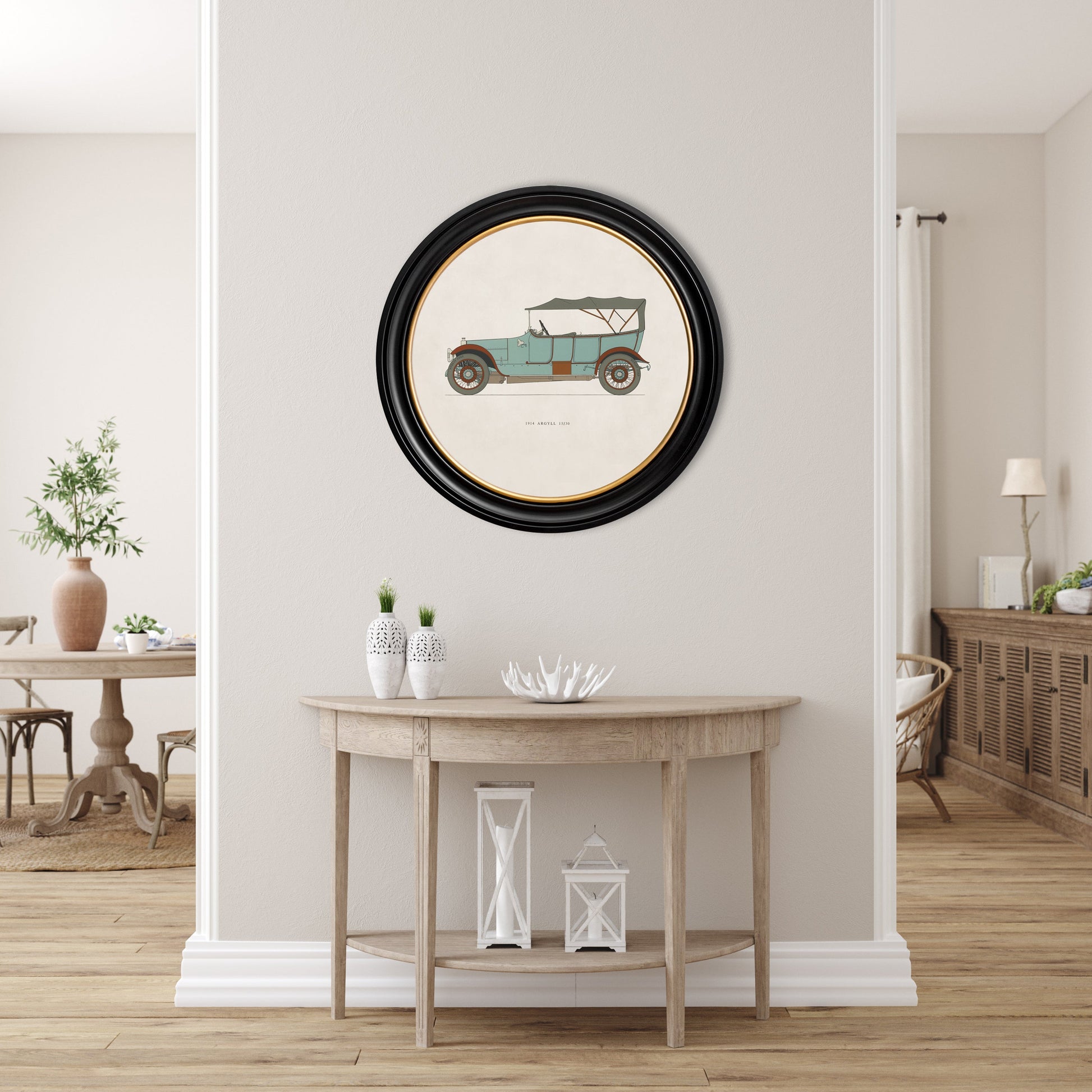 1914 ARGYLL 15/30 in Round Frame – framed wall art at Leya Buster Interiors