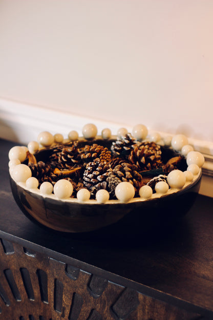 Cream & Black Bowl With Bobble Edge – decorative bowl at Leya Buster Interiors