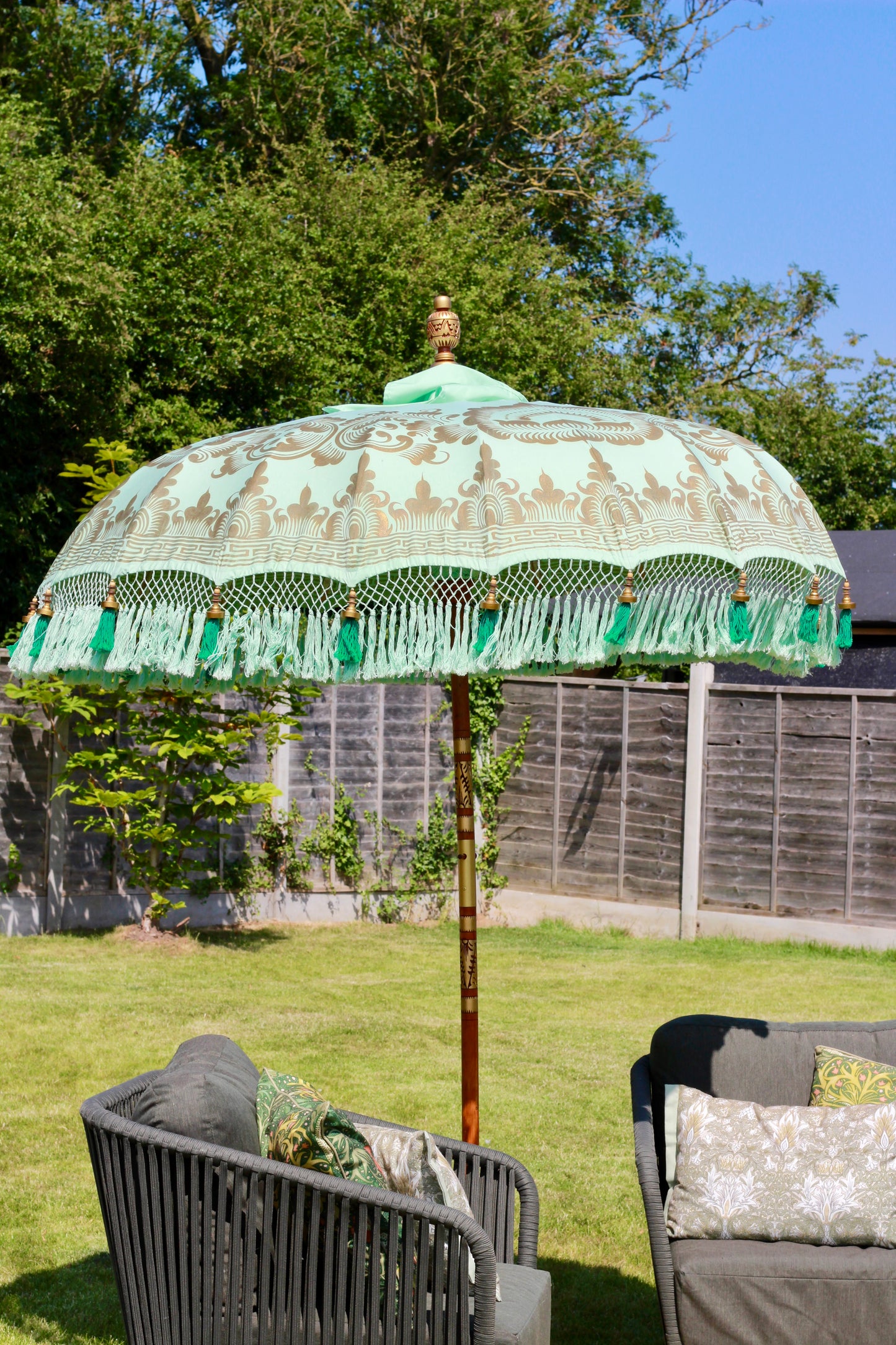 Riviera Mint Handmade Balinese-Style Garden Parasol