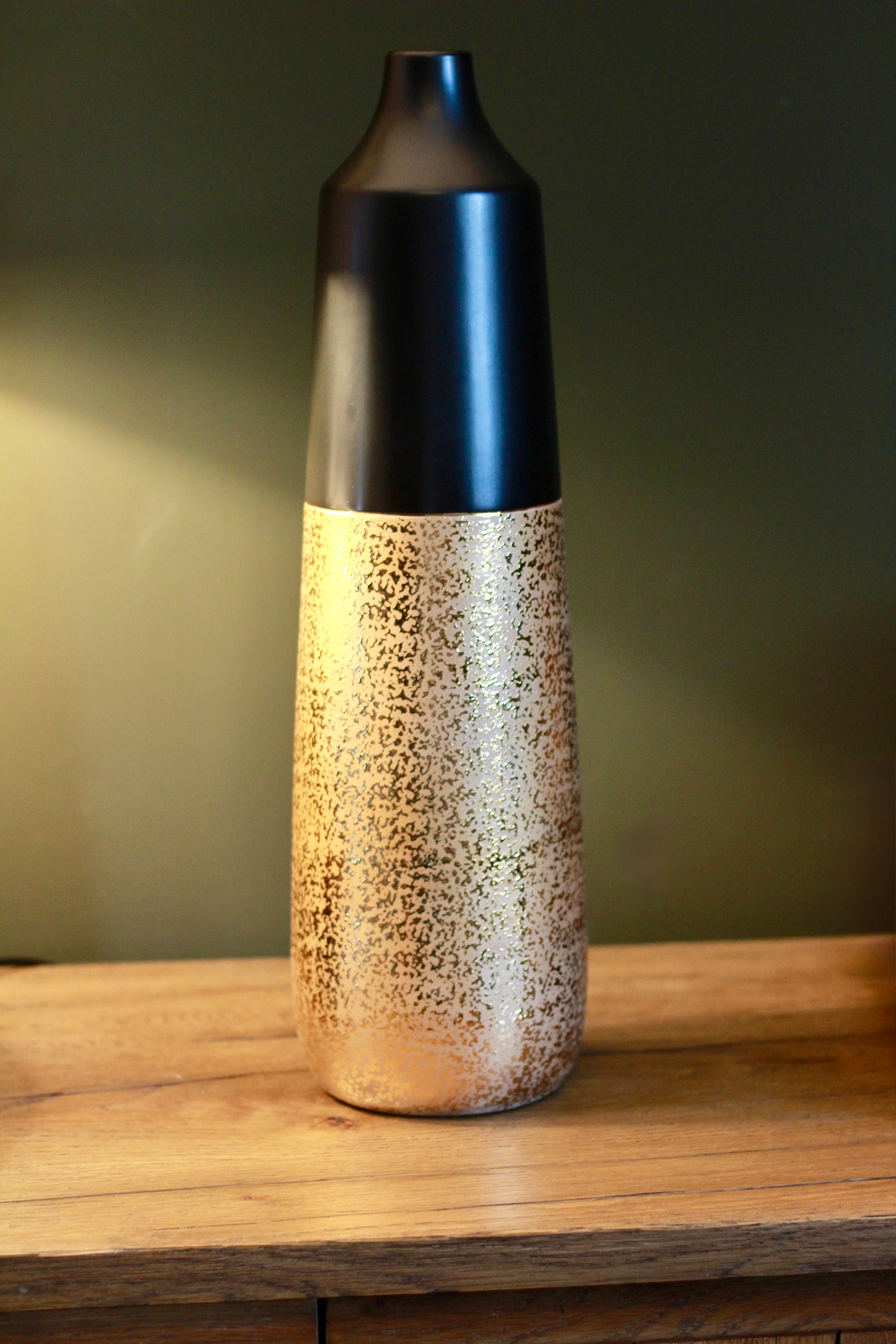 Black & Gold Ceramic Vase styled view – Leya Buster Interiors