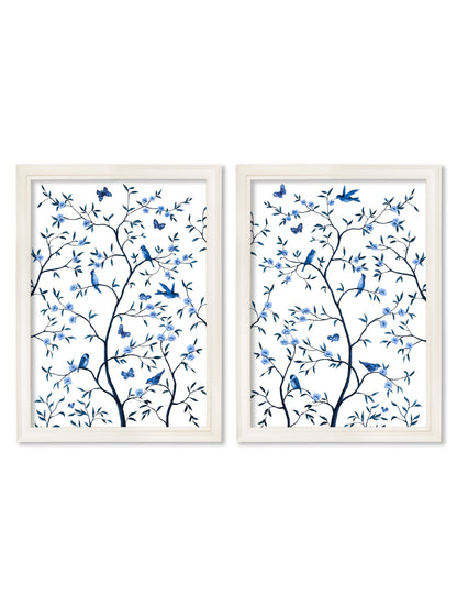 Tree of Life Blue & White Set of 2 detail – Leya Buster Interiors