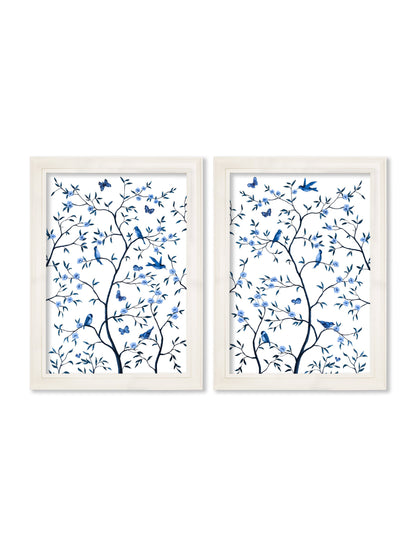 Tree of Life Blue & White Set of 2 styled view – Leya Buster Interiors
