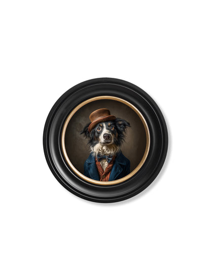 Lord Shearlock – Gentleman Border Collie Oxford Round Frame styled view – Leya Buster Interiors