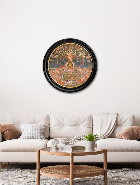c.1700 Buddha of the Western Pure Land – Round – framed wall art at Leya Buster Interiors